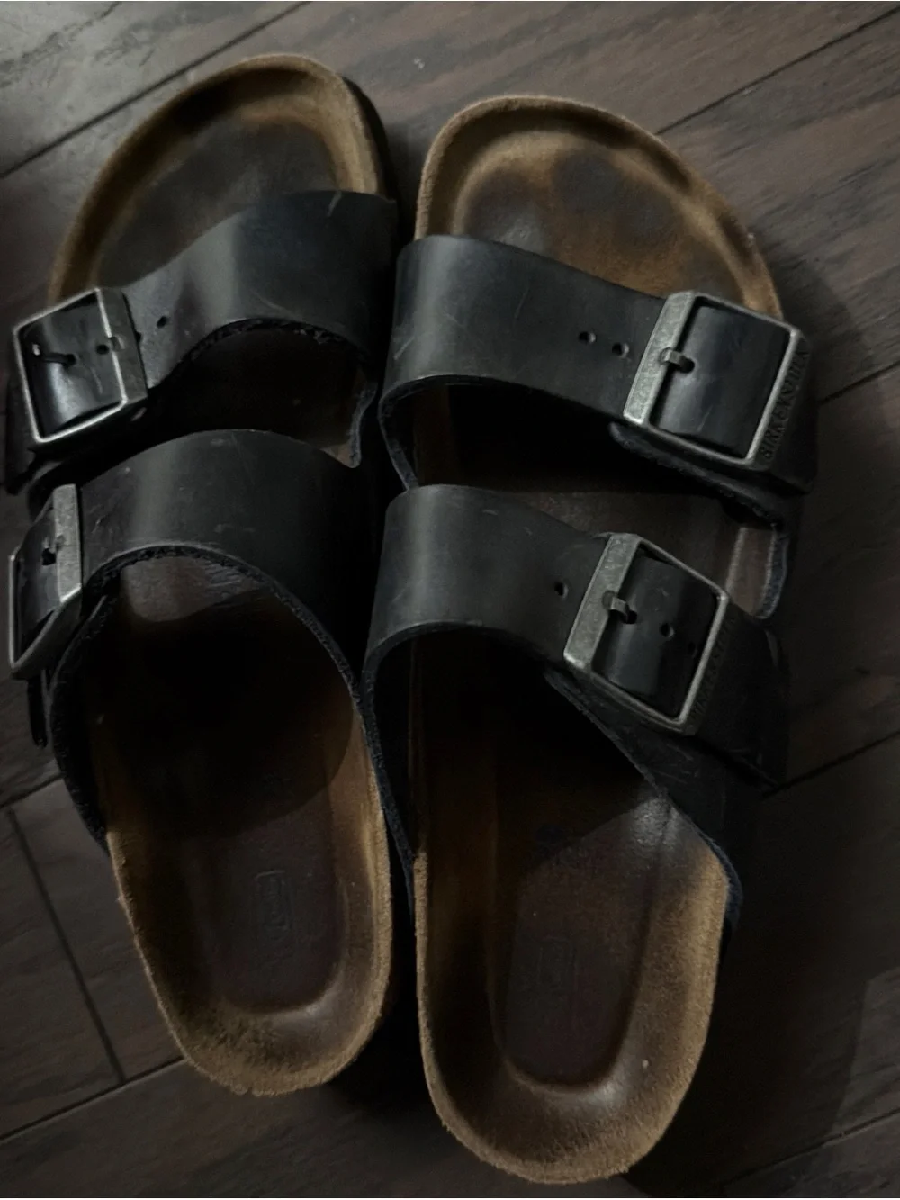 Birkenstock Arizona Soft Footbed Nubuk Leather Black women sz 7